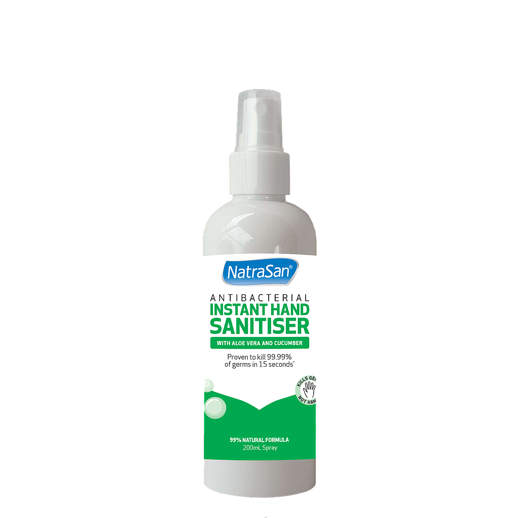 NatraSan Antibacterial Instant Hand Sanitiser with Aloe Vera and Cucumber Spray 200mL