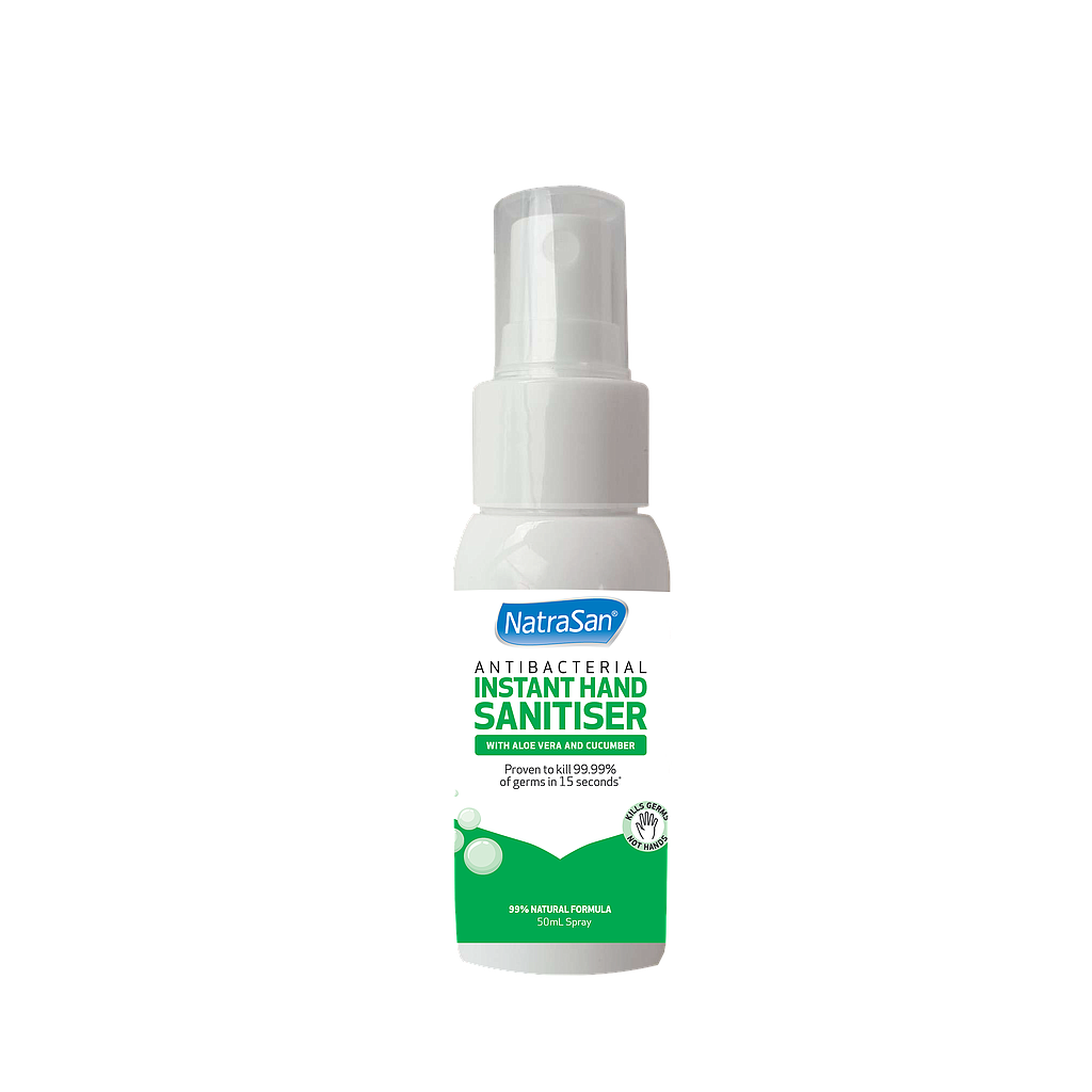 NatraSan Antibacterial Instant Hand Sanitiser with Aloe Vera and Cucumber Spray 50ml