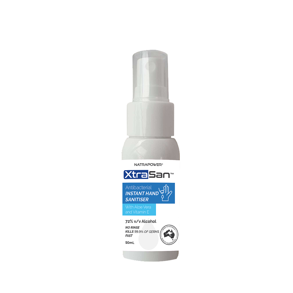 NatraPower XtraSan Anti-Bacterial Hand Sanitiser 72% Alcohol Liquid 50ml