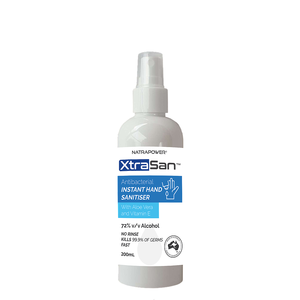 NatraPower XtraSan Anti-Bacterial Hand Sanitiser 72% Alcohol Liquid 200ml
