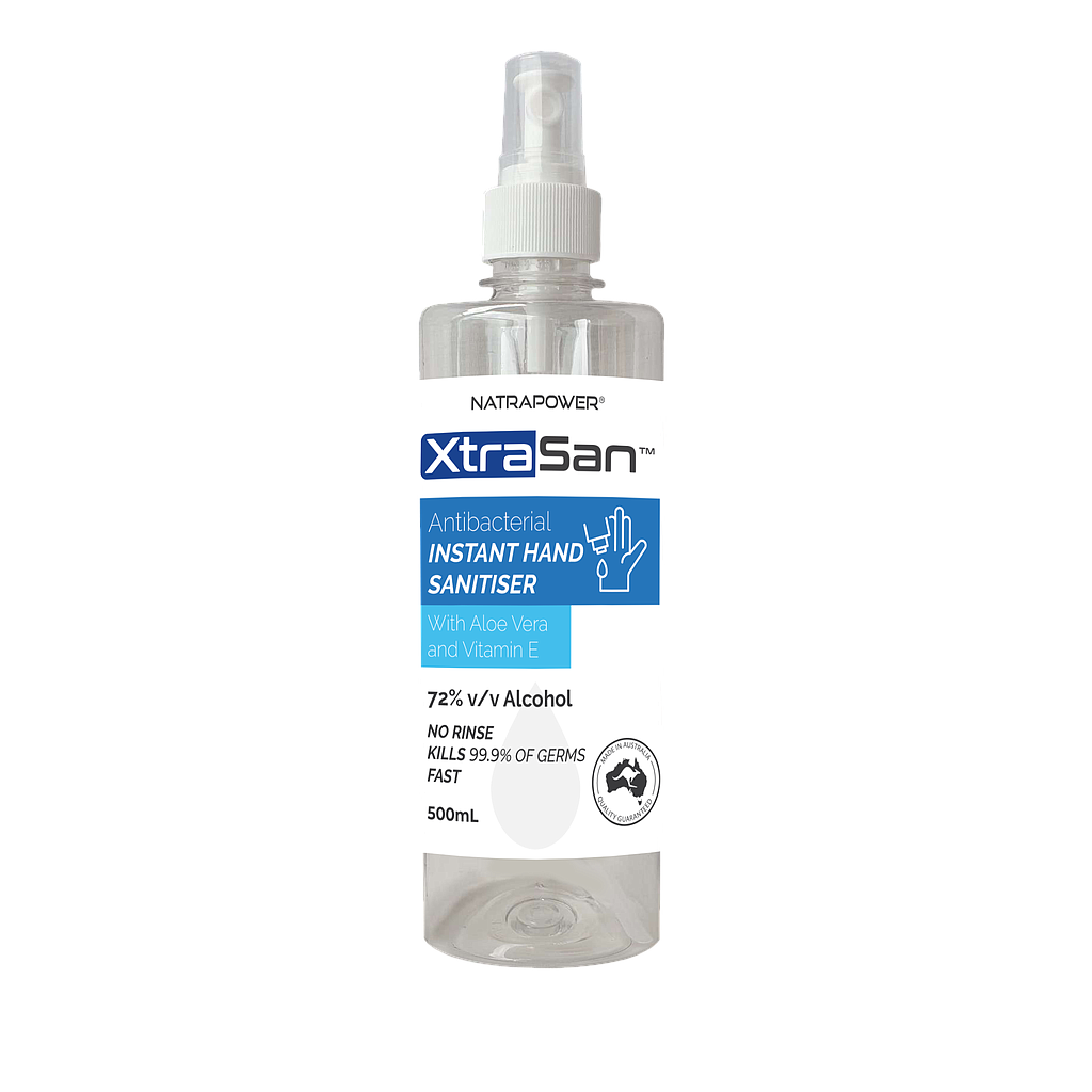 NatraPower XtraSan Anti-Bacterial Hand Sanitiser 72% Alcohol Liquid 500ml