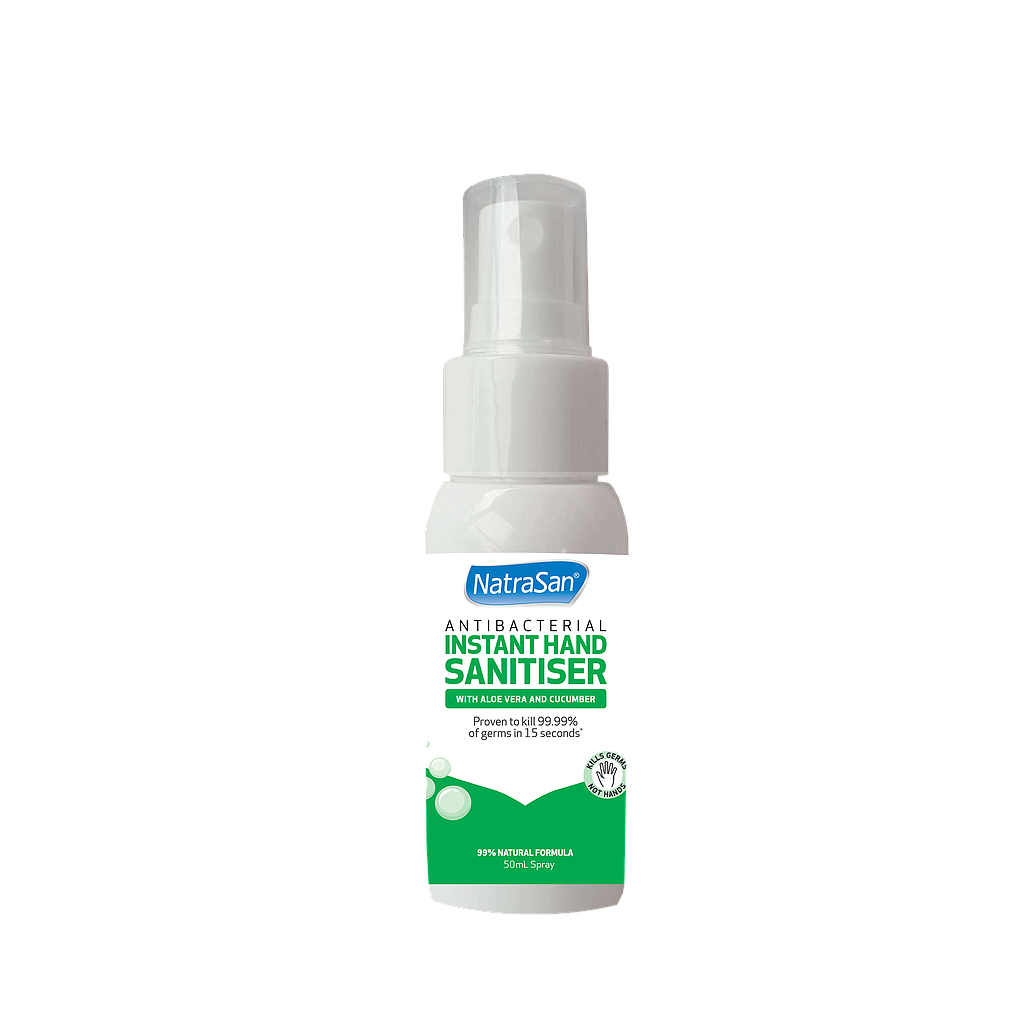 [100913] NatraSan Antibacterial Instant Hand Sanitiser with Aloe Vera and Cucumber Spray 50ml